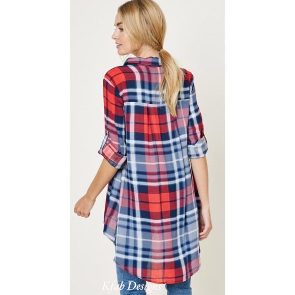 ❤️LAST! Comfy Plaid Hi Lo Button Down Top! - Picture 5 of 6